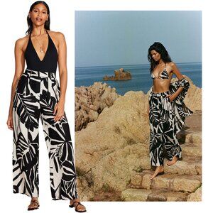 NWT Vitamin A Getaway Linen Pant Black White Graphic Jungle | M 6 8